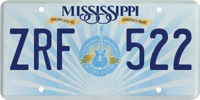 MS license plate ZRF522