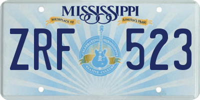 MS license plate ZRF523