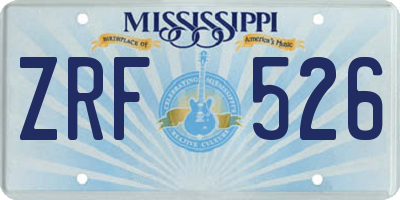 MS license plate ZRF526