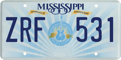 MS license plate ZRF531