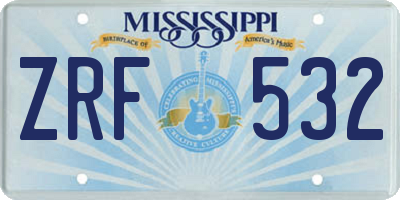 MS license plate ZRF532
