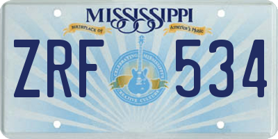 MS license plate ZRF534