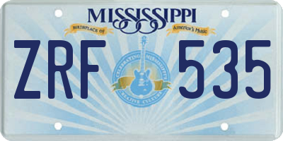 MS license plate ZRF535