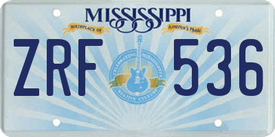 MS license plate ZRF536