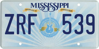 MS license plate ZRF539