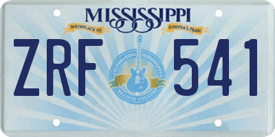 MS license plate ZRF541