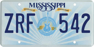 MS license plate ZRF542