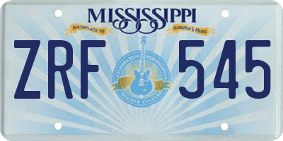 MS license plate ZRF545