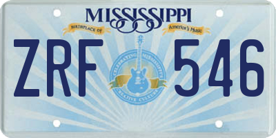 MS license plate ZRF546