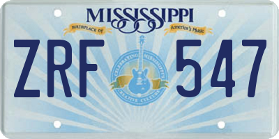 MS license plate ZRF547
