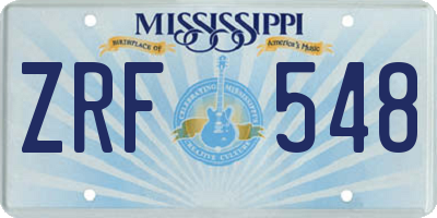 MS license plate ZRF548
