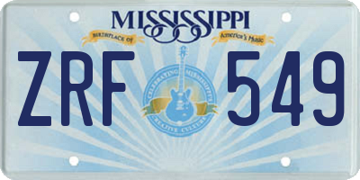 MS license plate ZRF549