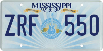 MS license plate ZRF550