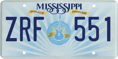 MS license plate ZRF551