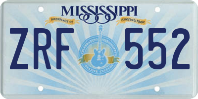 MS license plate ZRF552