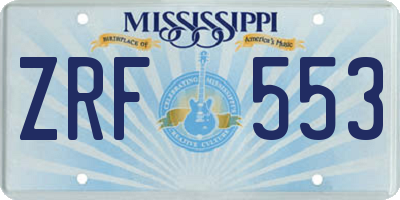 MS license plate ZRF553