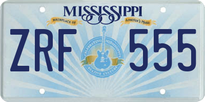 MS license plate ZRF555