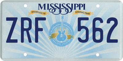 MS license plate ZRF562