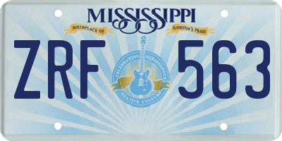 MS license plate ZRF563