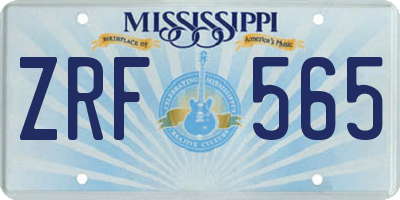 MS license plate ZRF565