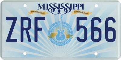 MS license plate ZRF566