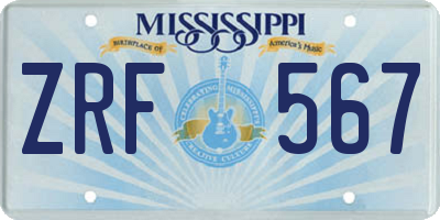 MS license plate ZRF567