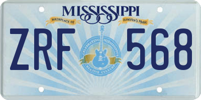 MS license plate ZRF568