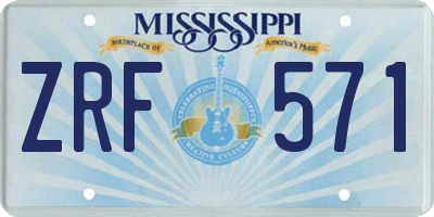 MS license plate ZRF571