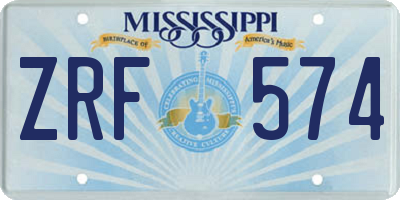 MS license plate ZRF574