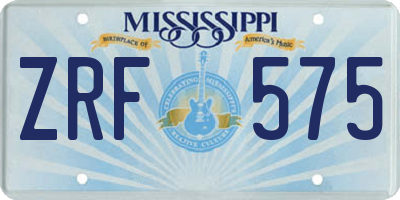 MS license plate ZRF575
