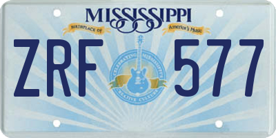 MS license plate ZRF577
