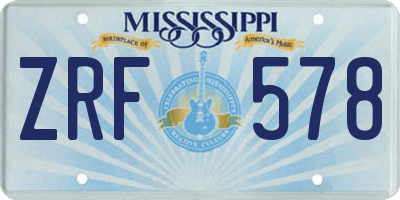 MS license plate ZRF578