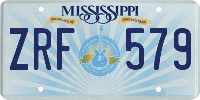 MS license plate ZRF579