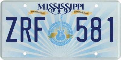 MS license plate ZRF581