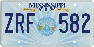MS license plate ZRF582