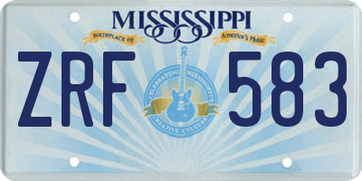 MS license plate ZRF583