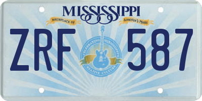 MS license plate ZRF587