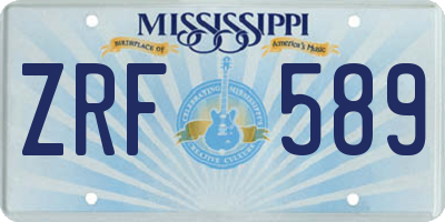 MS license plate ZRF589
