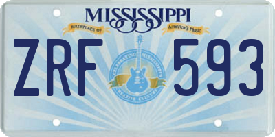 MS license plate ZRF593