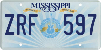MS license plate ZRF597