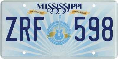 MS license plate ZRF598