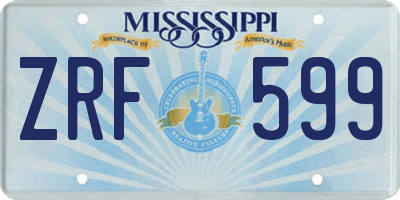 MS license plate ZRF599