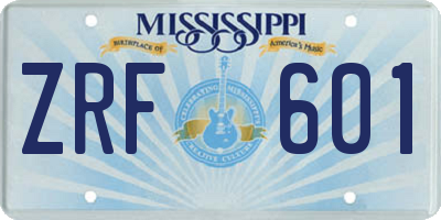 MS license plate ZRF601