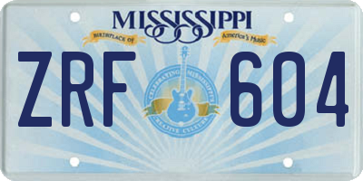 MS license plate ZRF604