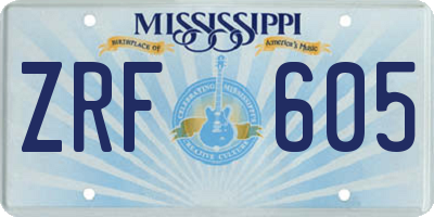 MS license plate ZRF605