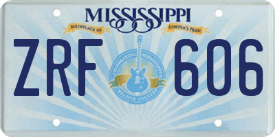 MS license plate ZRF606