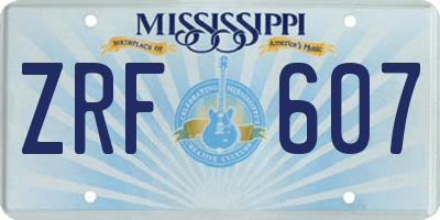 MS license plate ZRF607