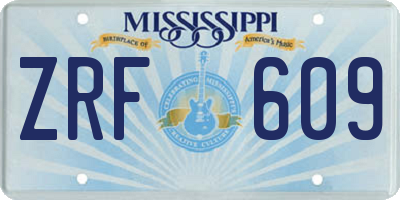 MS license plate ZRF609