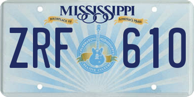 MS license plate ZRF610