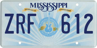 MS license plate ZRF612